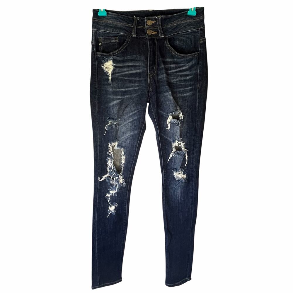 Kancan Dark Wash Distressed Jean Jegging Size 26